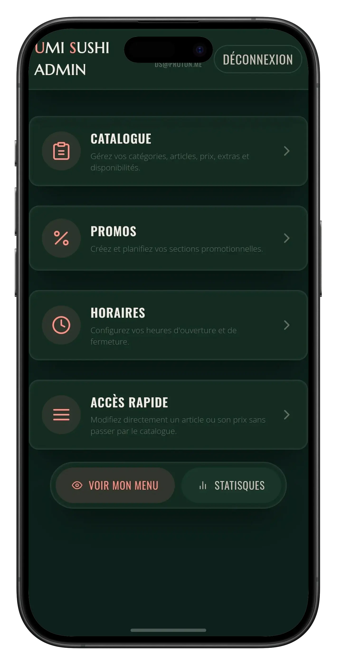 Gestion mobile du restaurant